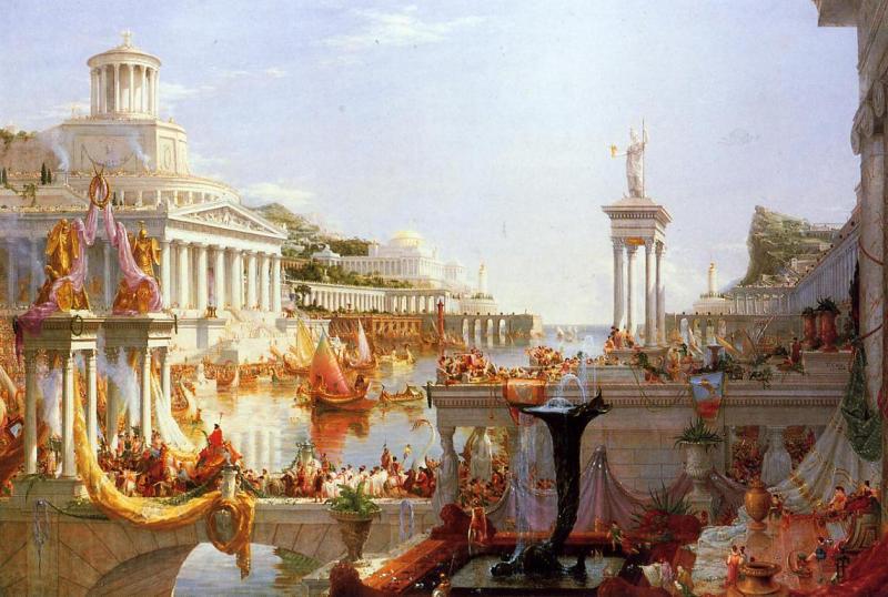 Thomas Cole Course of Empire Consumation of  Empire Norge oil painting art